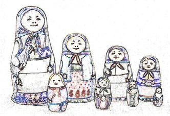 Russian nesting dolls painting outline guide