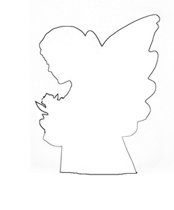 Sideview of angel holding a flower pattern
