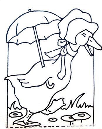 Duck with Unbrella coloring page