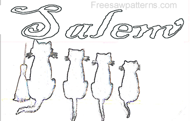 4 Salem witch cats pattern