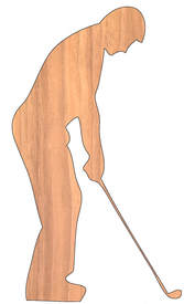 wood cutout of golfer