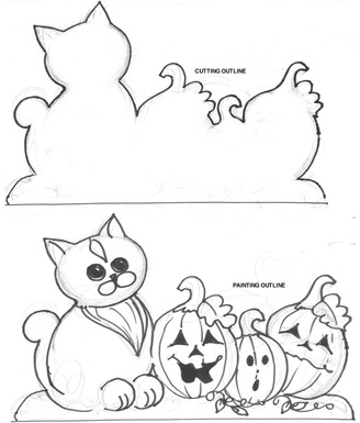 Halloween cat and pumpkins saw patternPicture