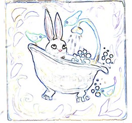Bunny rabbit in tub craft pattern