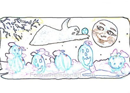 Flying ghost Halloween coloring page