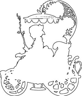 Girl child in carriage outline