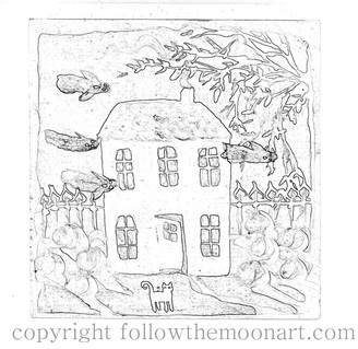 Haunted house painting outline
