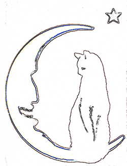 moon & cat clip art