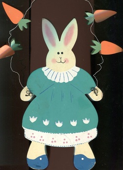 Bunny rabbit with carrots wood pattern craft