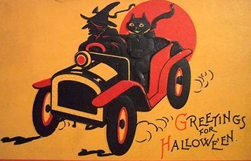 Witch & cat Halloween clip art
