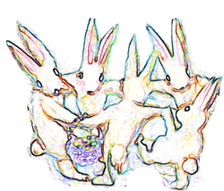 pattern outline painting for dancing bunnies