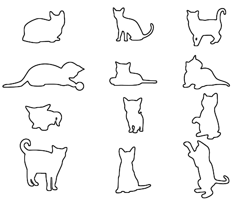 Cat shapes craft patterns set of 12 