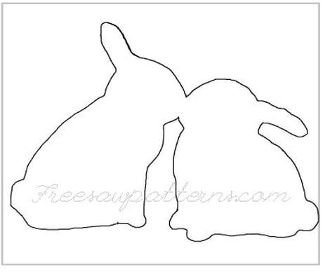 Kissing bunnies outline craft pattern