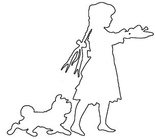 Girl and dog outline pattern
