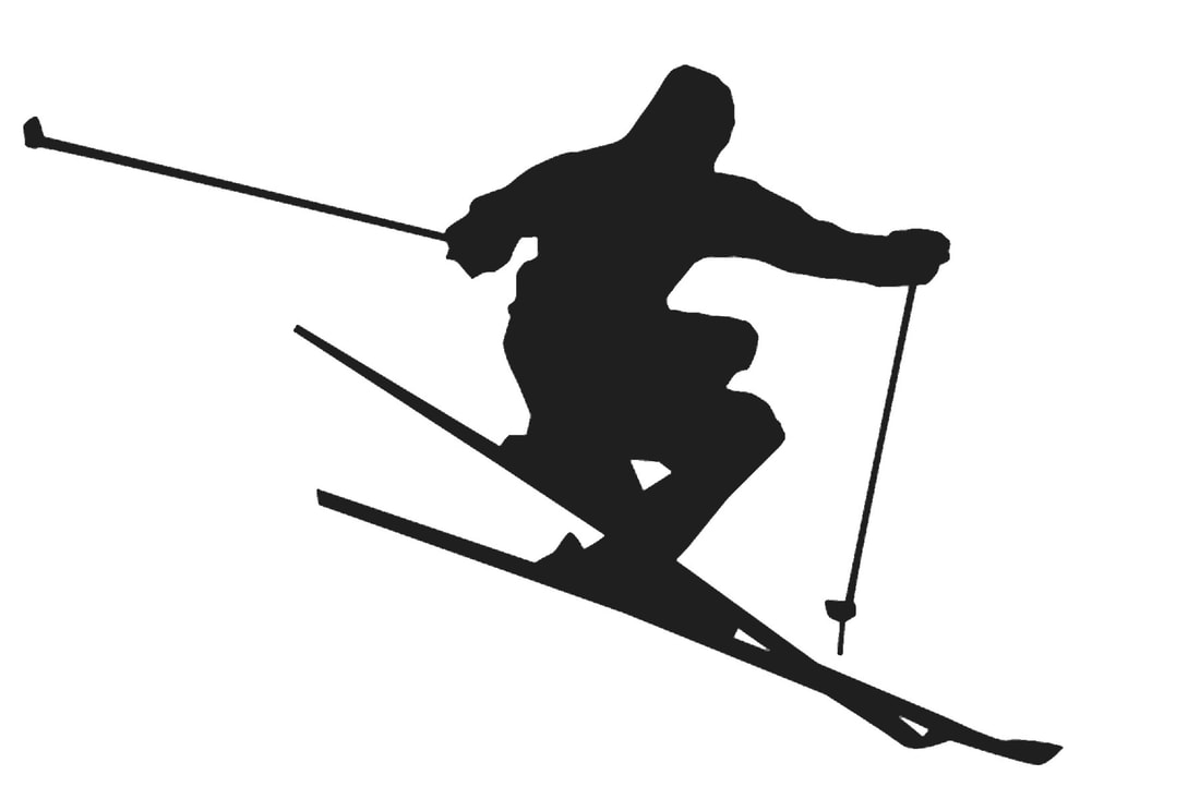 silhouette of skier